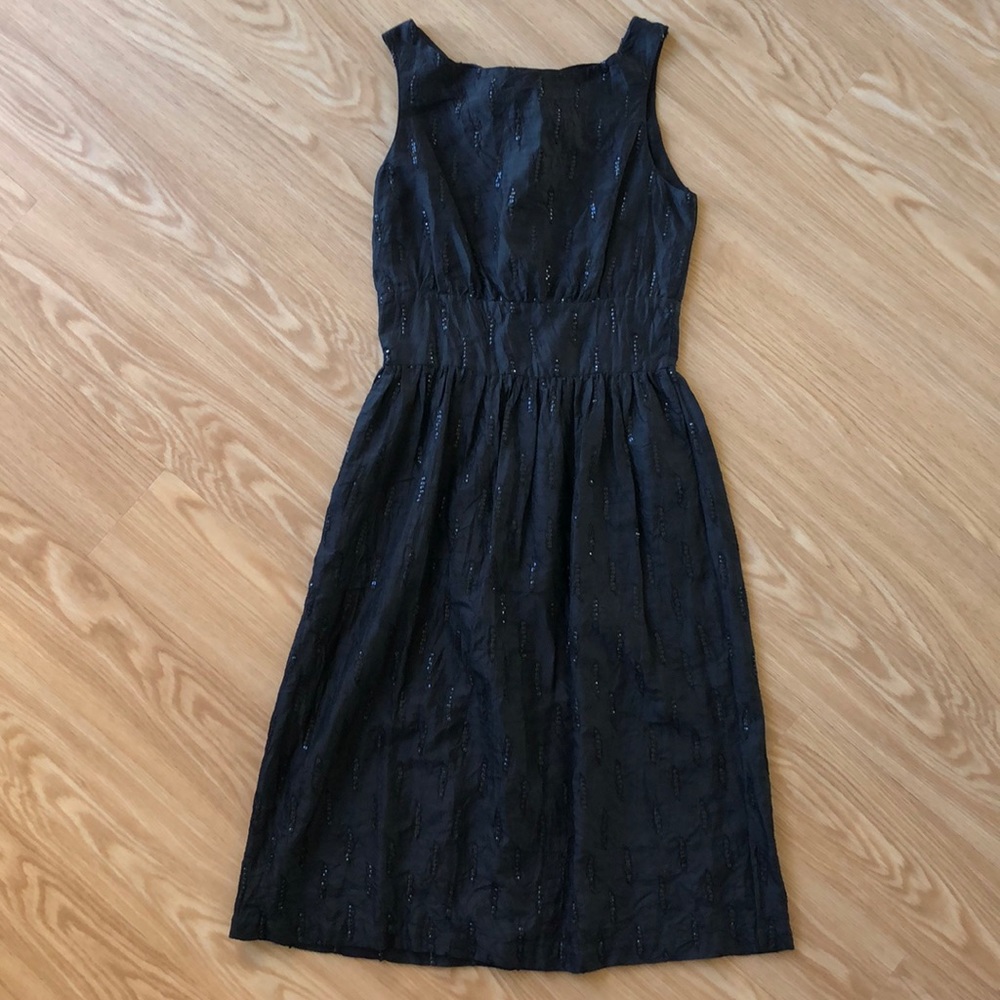 LENA MEDOYEFF Black Sequined Silk Dress, XS